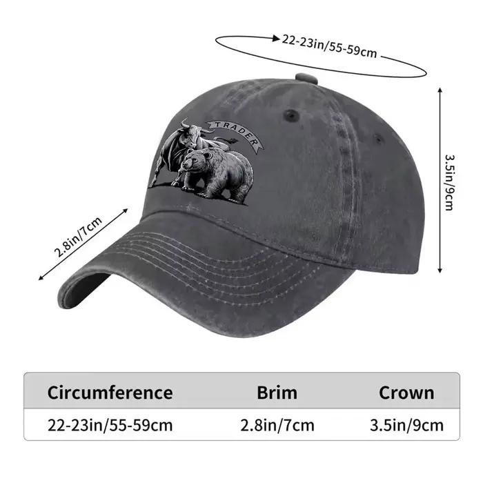 Casquette de baseball Bull Bear Trader en denim délavé