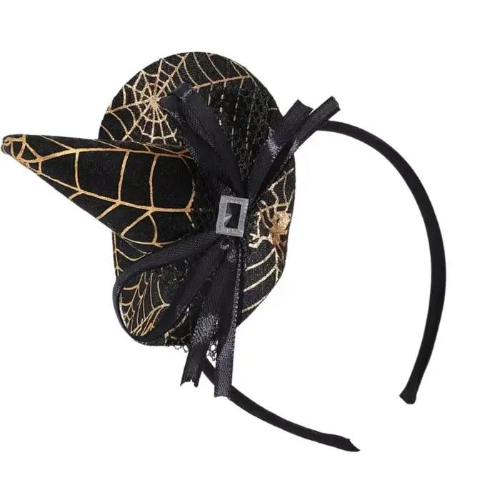 Bandeau de chapeau de sorcière solide or pour femmes durables pour Halloween et événements costumés
