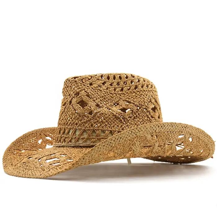 Chapeau de soleil vintage à large bord en paille tressée