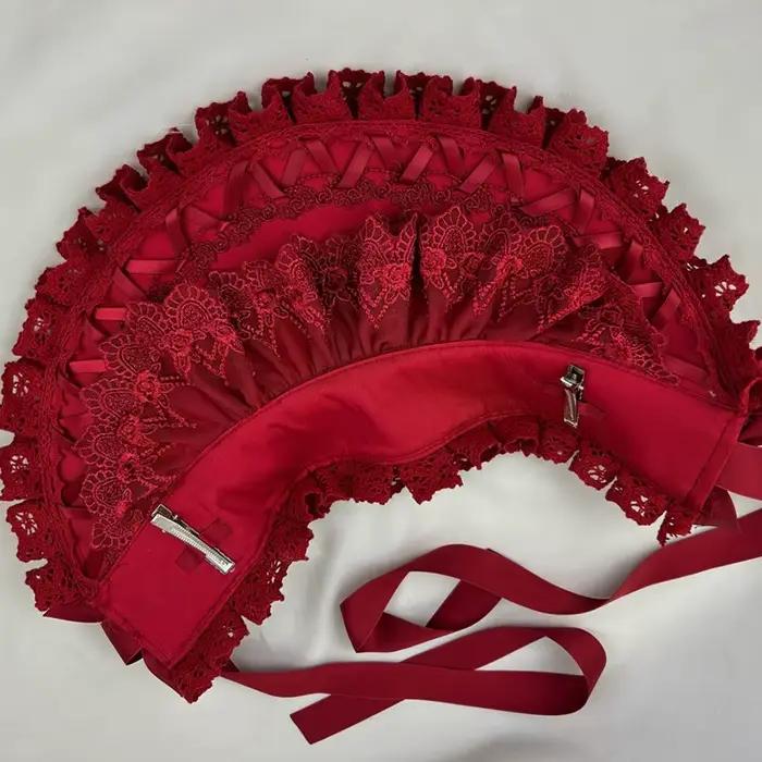 Bonnet gothique Lolita pour filles casquette de cosplay demoiselle d'honneur couvre-chef vintage victorien multicouche en dentelle pour cosplay occassions spéciales