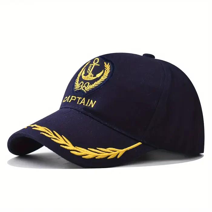 Casquette de capitaine marine vintage unisexe avec broderies tridimensionnelles polyester respirant pour activités de plein air halloween et événements campus