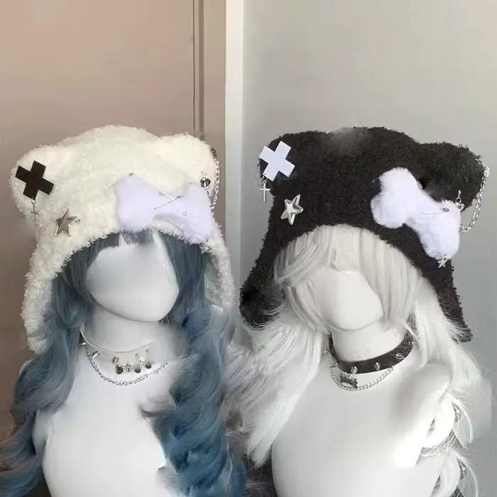 Chapeau tricoté gothique japonais Y2K