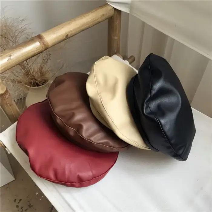 Béret rétro en simili cuir PU pour femmes élégant et décontracté pour toutes les saisons occassions quotidiennes et spéciales