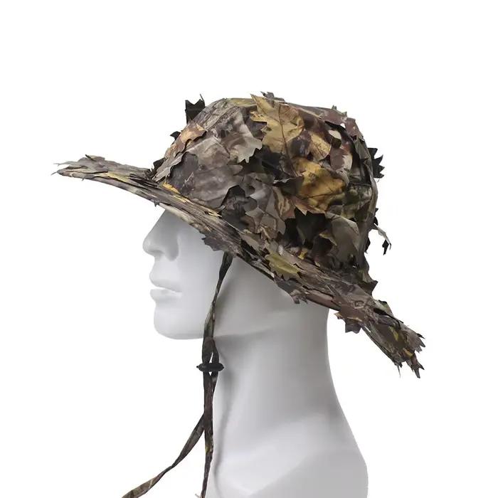 Chapeau Boonie Camouflage Ghillie Feuilles 3D Casquette Tactique Polyestère Pour Chasse Pêche et Activités Plein Air
