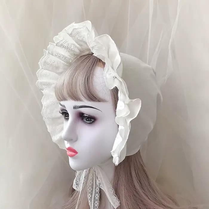 Chapeau à volants Lolita victorien pour femmes et filles, chapeau réglable à lacets, casquette citrouille pour cosplay et occasions spéciales ```