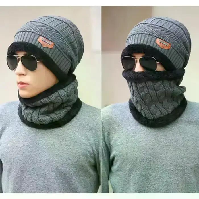 Ensemble hivernal élégant chapeau écharpe résistant au froid pour homme femme extérieur multiseason polyestère minimaliste
