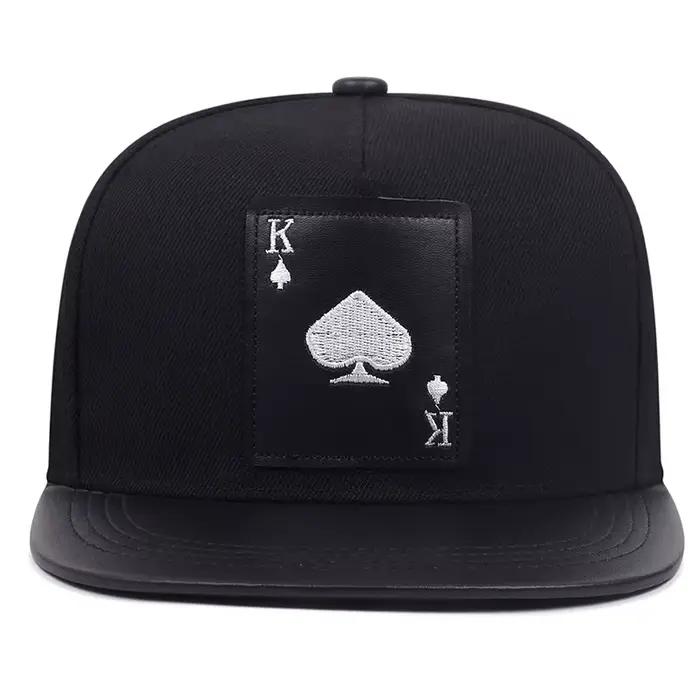 King-Casquettes de baseball brodées de cartes à jouer en cuir pour hommes et femmes