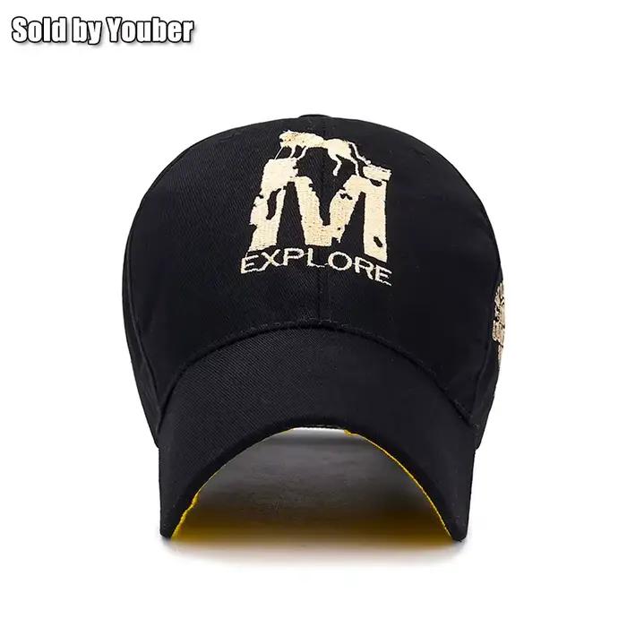 Casquette de baseball réglable en coton avec broderie Totem Loup lettre M