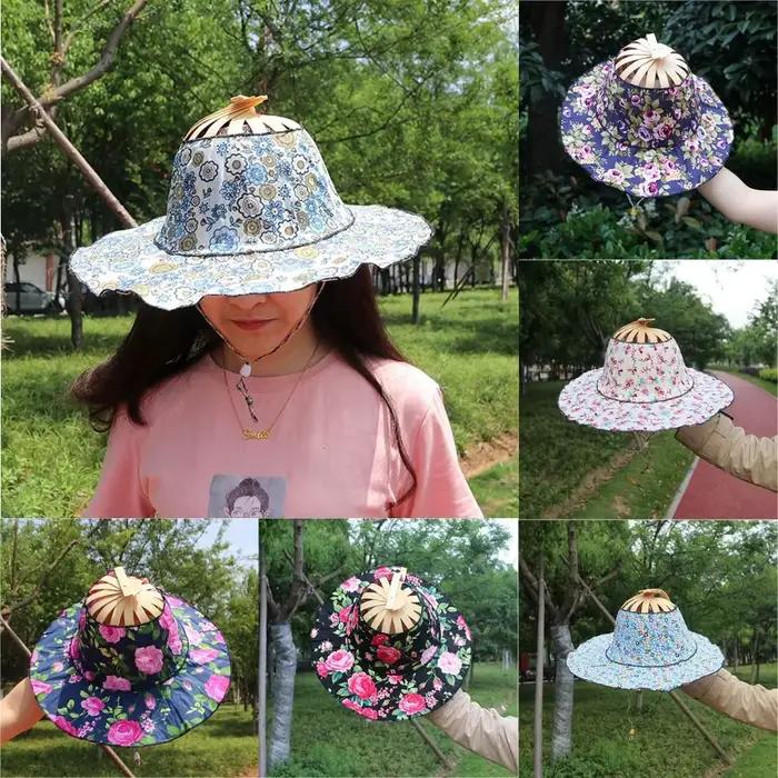 Chapeau portable à large bord avec ventilateur intégré pour femme