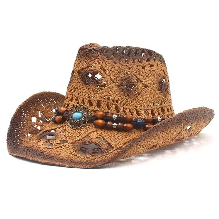 Chapeau de Cowboy Créatif en Paille Bouclée pour Femme