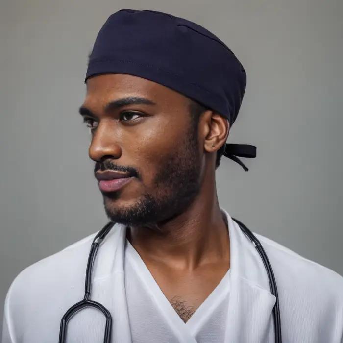 Casquettes de gommage bleu foncé avec bouton réglable à nouer au dos