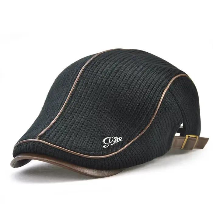 JAMONT 2019 haute qualité marque tricoté béret Casquette Homme en cuir