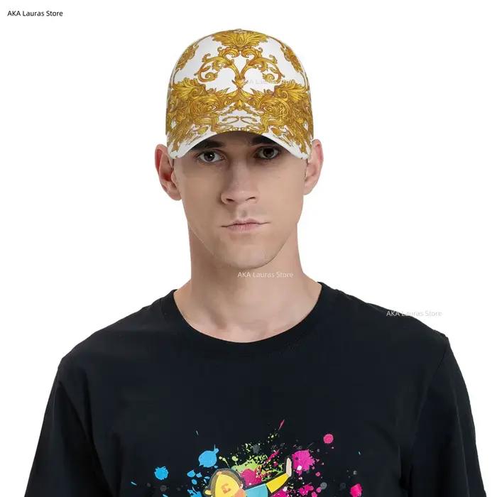 Casquette de sport baroque dorée multifonctionnelle pour hommes et femmes, casquette de baseball, chapeau de rue hip hop, casquette de golf pour homme occasionnels et décontractées