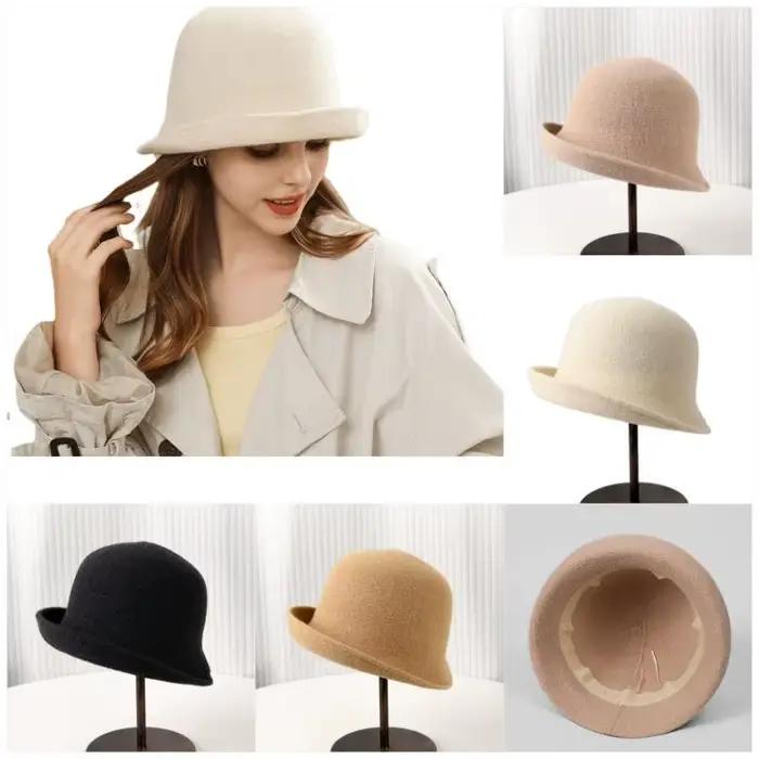 Nouveau chapeau seau de maman à bord roulé de Style britannique pour femmes
