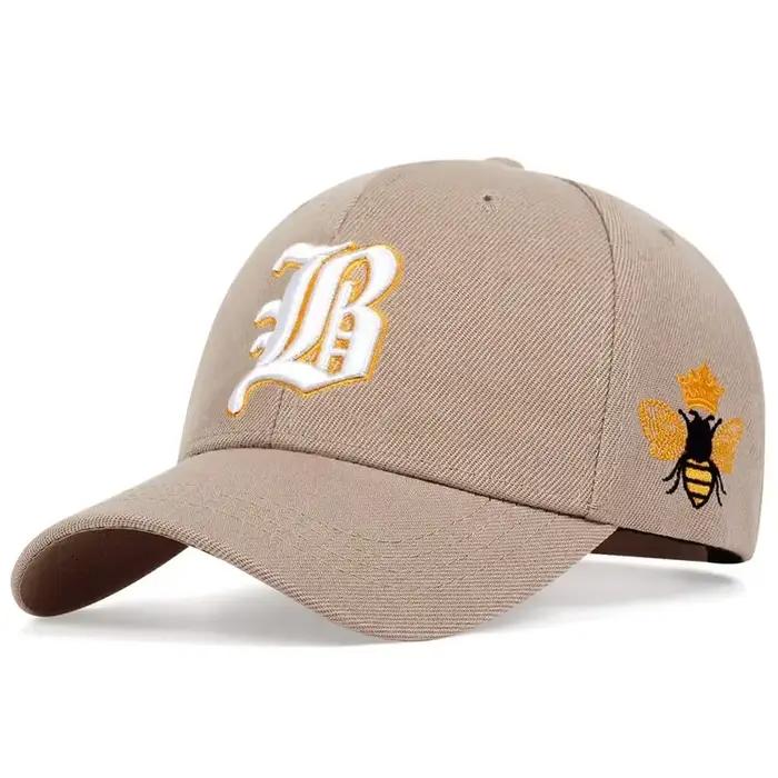 Casquettes de Baseball unisexes avec lettres gothiques brodées d'abeille latérales