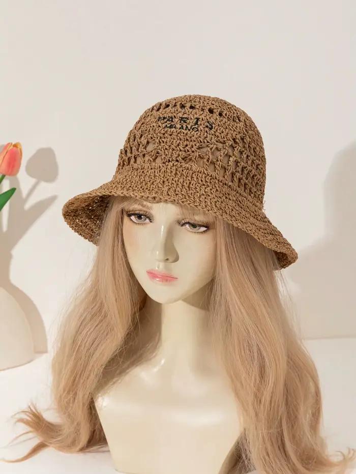 Chapeau de paille fait main au crochet pour femme