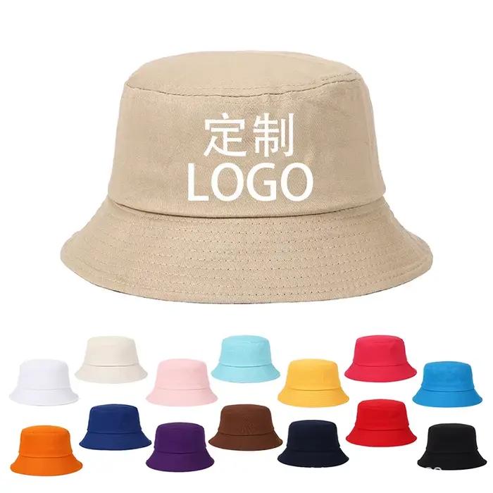 Chapeau Bob en coton uni personnalisé avec logo brodé