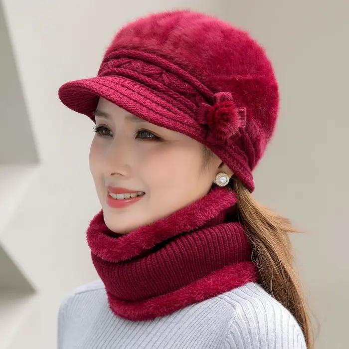 Femmes hiver chapeau garder au chaud casquette ajouter de la fourrure doublé