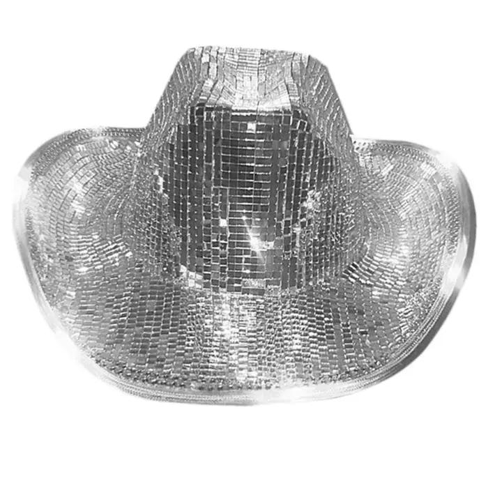 Chapeau de Cowboy Disco à paillettes miroir superbes chapeaux de boule