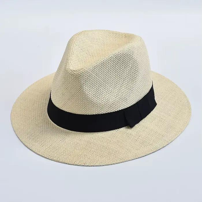 Chapeau Panama Trilby Jazz en paille décontracté d'été pour femmes et hommes