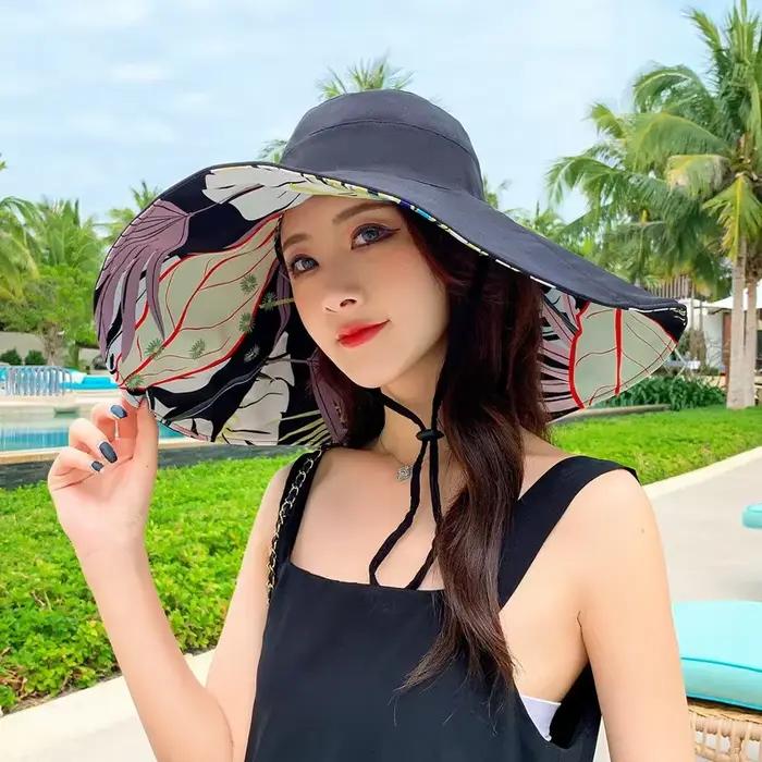 Chapeau d'été pour femme à large bord de 18 cm