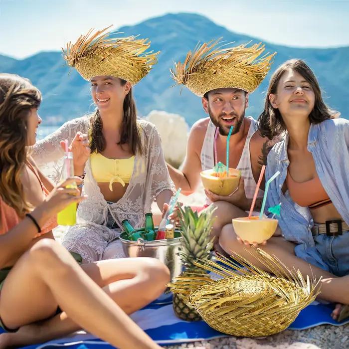 Chapeaux de paille hawaïens Luau