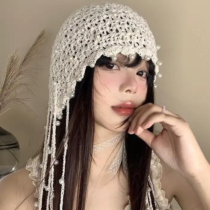 Chapeau de bandeau avec pendentif en perles ajourées pour femmes