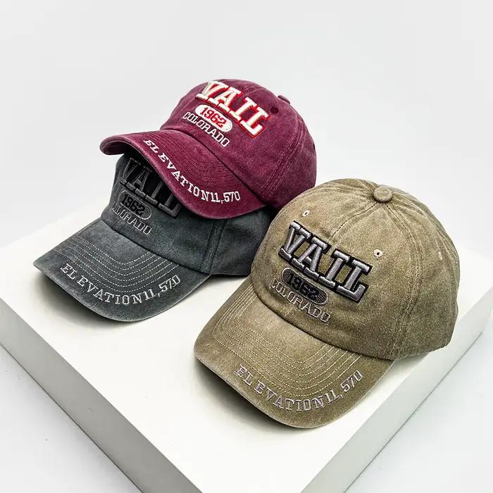 Chapeaux de baseball unisexes avec lettres de vallon brodées