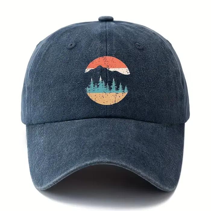 Chapeau de baseball imprimé coucher de soleil de montagne pour hommes et femmes