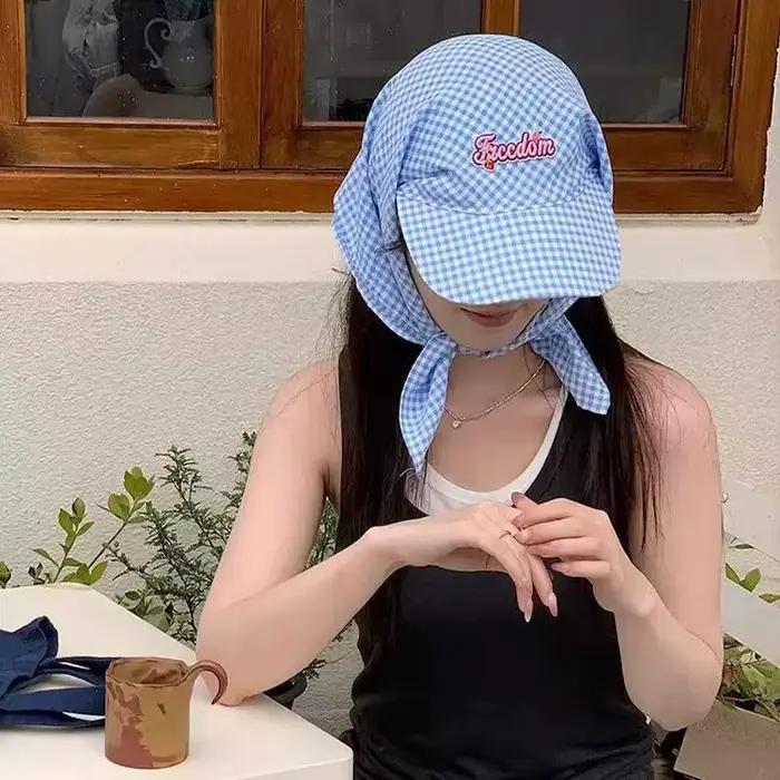 Chapeaux pare-soleil à carreaux pour femmes