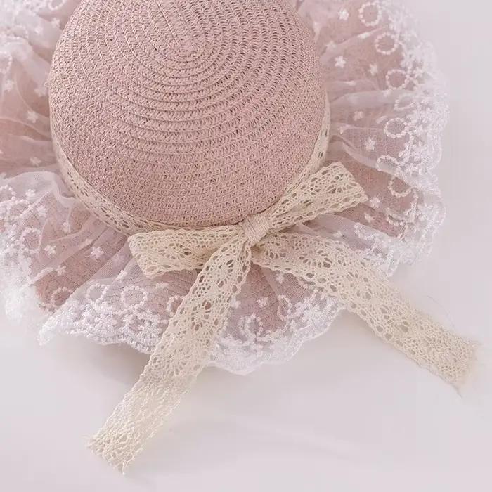 Chapeau de paille d'été pour bébé fille