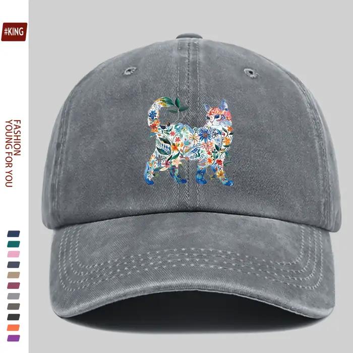 Casquette de Baseball chat fleurs aquarelle hommes femmes réglable Snapback camionneur chapeau Sport décontracté