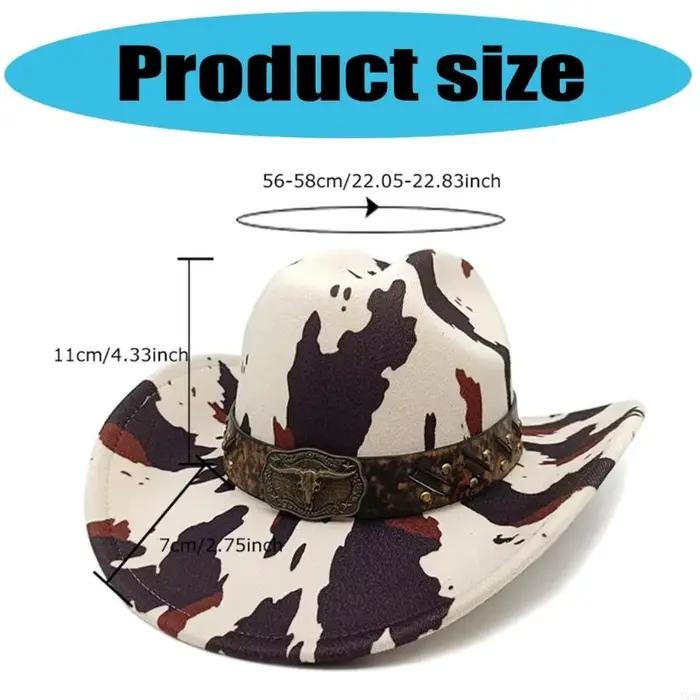 Western Cowboy Hats à thème Party Headwear Cow Print Wide Brims Hat for Festival