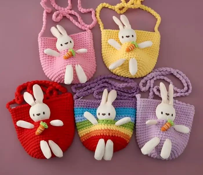 Crochet fait à la main mignon rose jupe lapin enfants herbe chapeau princesse