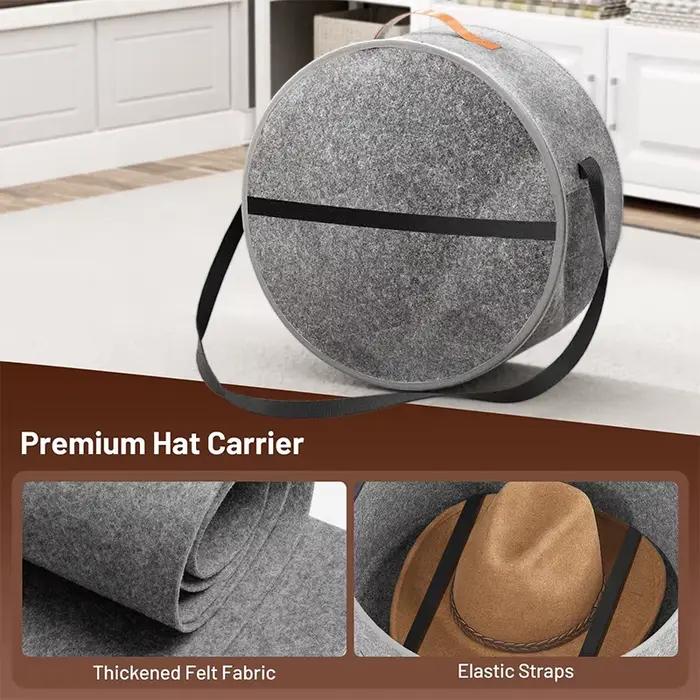 Grande boîte à chapeaux circulaire pliable en feutre
