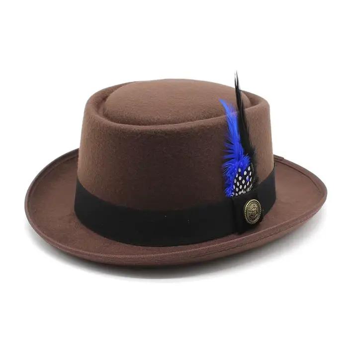 Chapeau Vintage à Large Bord en Feutre de Laine pour Homme