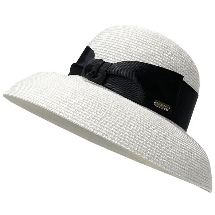 Chapeau de paille de Style Hepburn français pour femmes