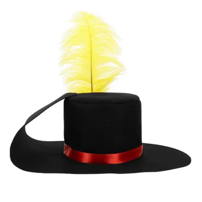 Chapeau de costume de bonhomme de neige noir avec plumes simulées
