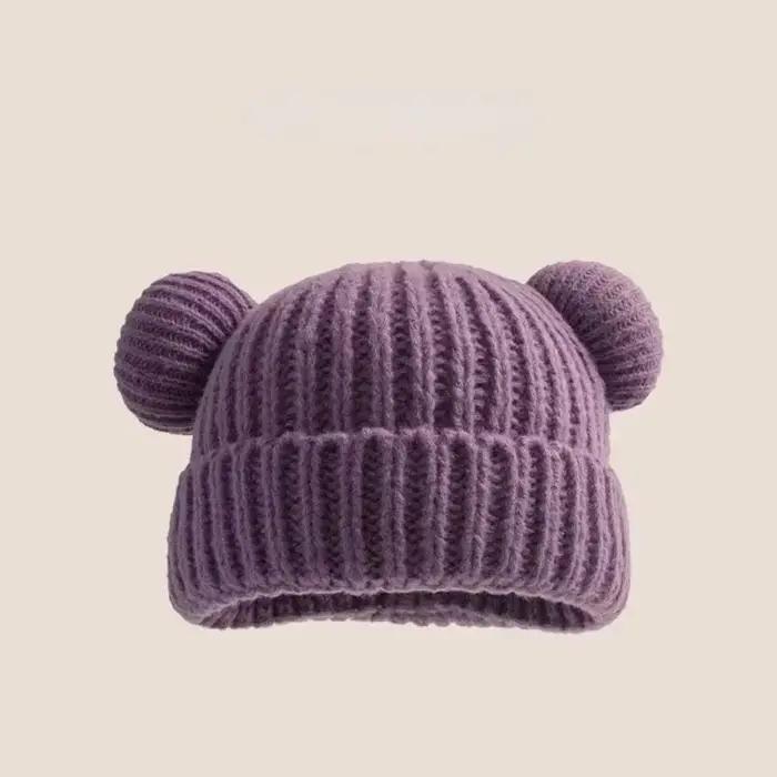 Nouveau coréen lâche grande tête taille petits oreilles d'ours chapeau en laine enfants automne hiver épaissi chaud