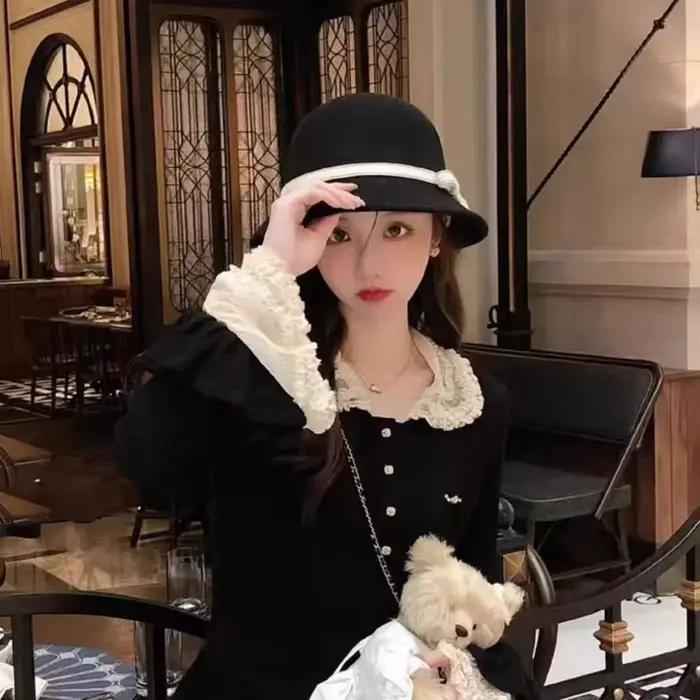 Chapeau formel en feutre Hepburnesque Vintage