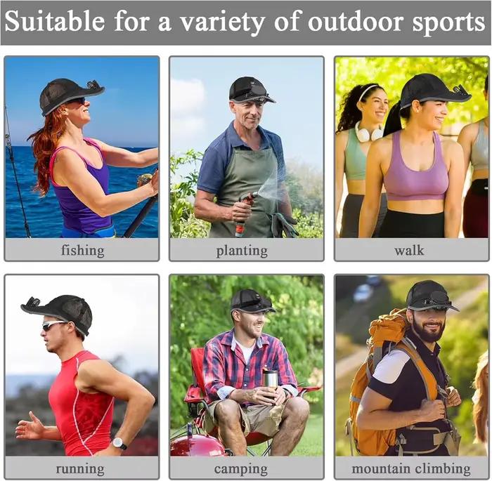 Casquette solaire rechargeable ventilateur polyester pour hommes activités plein air occaions spéciales