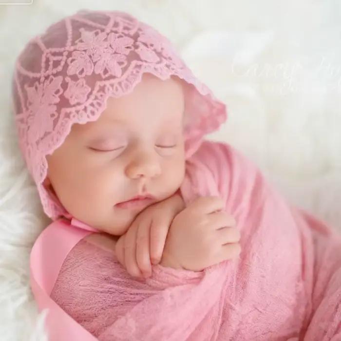 Nouveau-né bébé fille Photo photographie accessoire dentelle chapeau à fleurs casquette avec respirant ajouré Bonnet