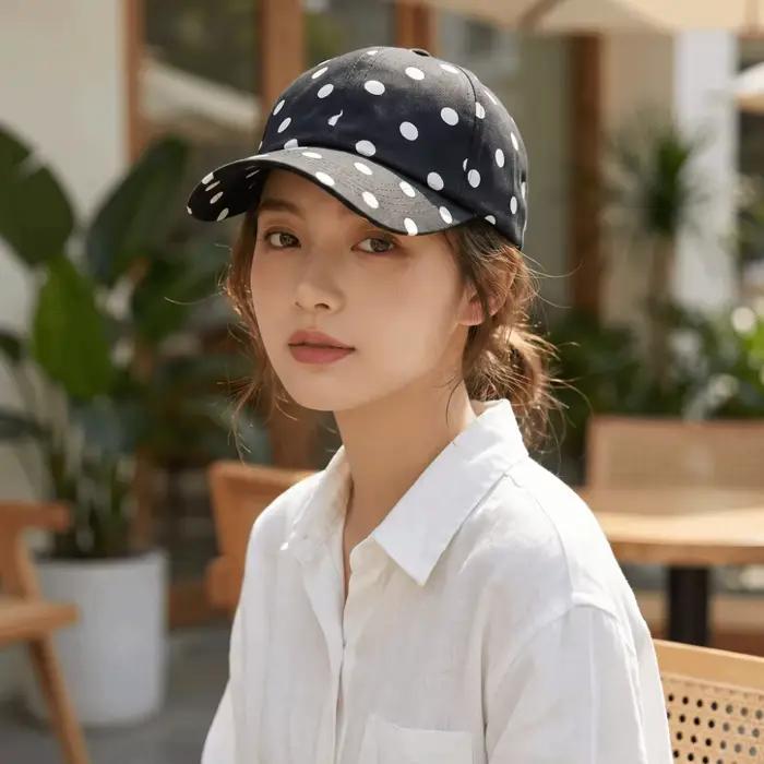 Casquette de baseball Harajuku à bord souple à pois