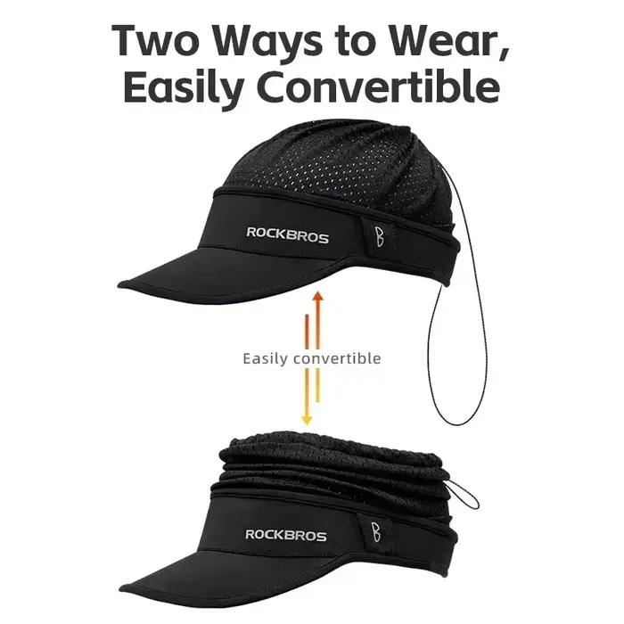 Casquette de protection solaire d'été RockBros rafraîchissante et respirante, deux façons de porter, adaptée au vélo et aux activités extérieures, pour homme