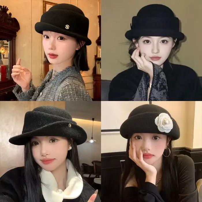 Chapeau bob rétro style Hepburn avec nœud