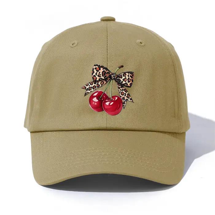Casquette de Baseball imprimée cerise avec nœud pour adultes