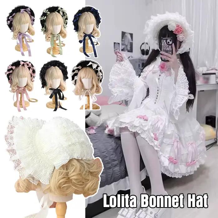 Chapeau bonnet au design original, style gothique, anime Lolita, accessoire pour cheveux, ruban en dentelle à volants, chapeau pour femmes, occasions spéciales, cosplay, sortie de groupe