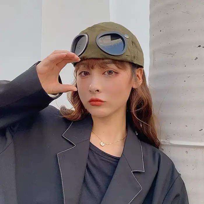 Chapeau d'aviateur Hip Hop avec lunettes de soleil pour hommes et femmes