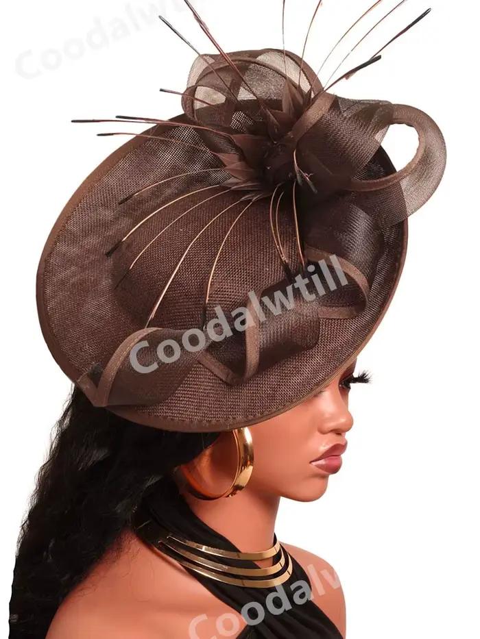 Mode nouvelle plume fleur Fascinator chapeau élégant femmes fête thé casque Femme course charmant pilulier