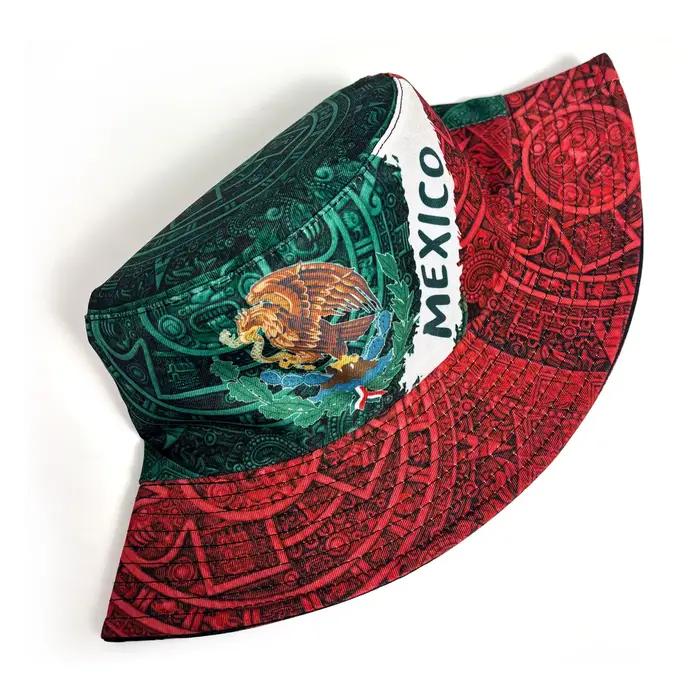 Chapeau bob imprimé avec emblème du drapeau mexicain